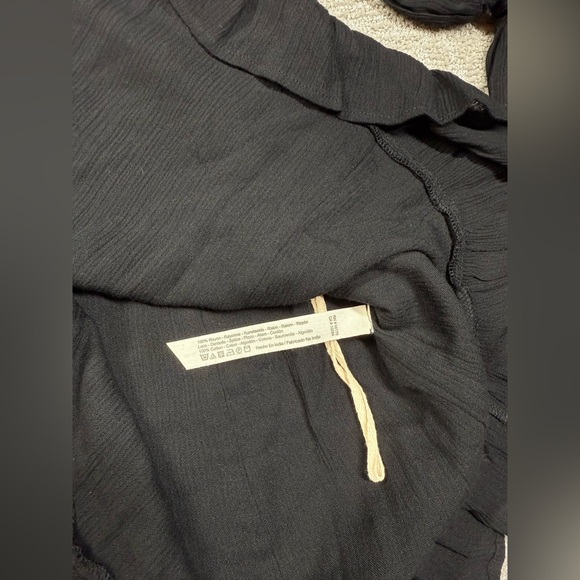 Free People Black Bell Sleeve Boho Open Back Button Down Lagnelook Dress Sz XS - Picture 6 of 6